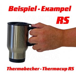 Messerschmitt Kabinenroller Thermobecher Edelstahl, handbedruckt