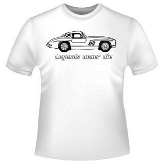 Mercedes Benz 300 SL Flügeltürer Legends never die   T-Shirt / Kapuzenpullover (Hoodie)