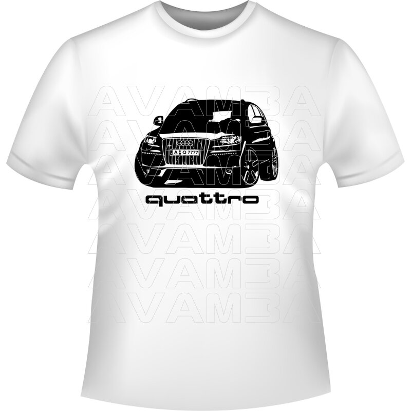 AUDI Q7 MotorSport Herren Artikel Bedruckt Fan Bekleidung T-shirt Weiß 