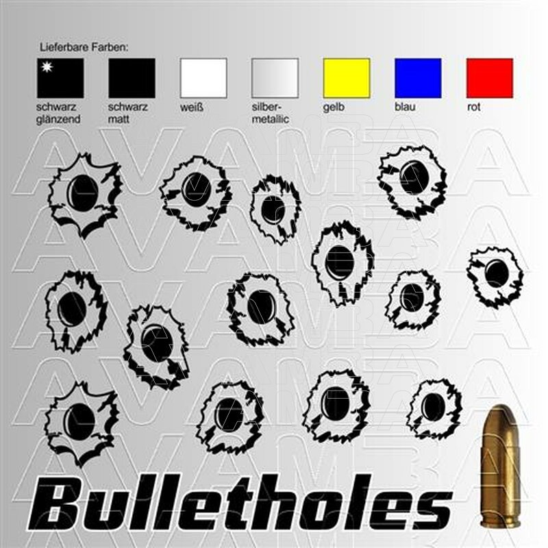 Bulletholes - Einschußlöcher Sticker Aufkleber Autoaufkleber - AVAMB