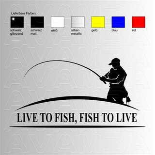 Live to fish...  Angelaufkleber / Angelsticker