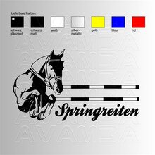 Springreiten Pferd mit Stangen  Reitaufkleber / Sticker