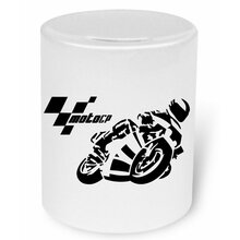 Motorrad Moto GP Moneybox / Spardose mit Aufdruck