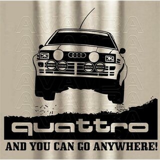 Audi Quattro and you can go anywhere  Thermobecher Edelstahl, handbedruckt